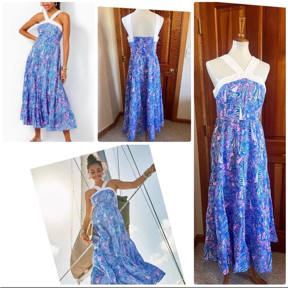 Jenette Cotton Halter Dress, Lilly Pulitzer, Boca Blue It’s A Sailabration